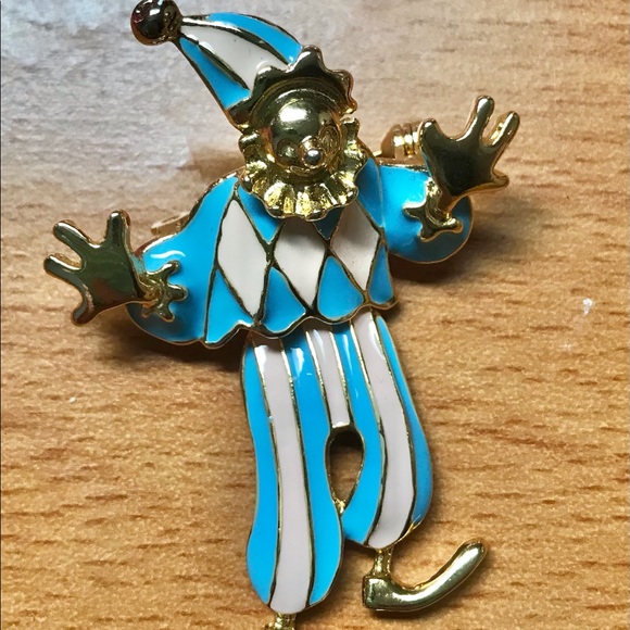 Crazy dancing clown brooch pin no red balloon - Picture 2 of 5